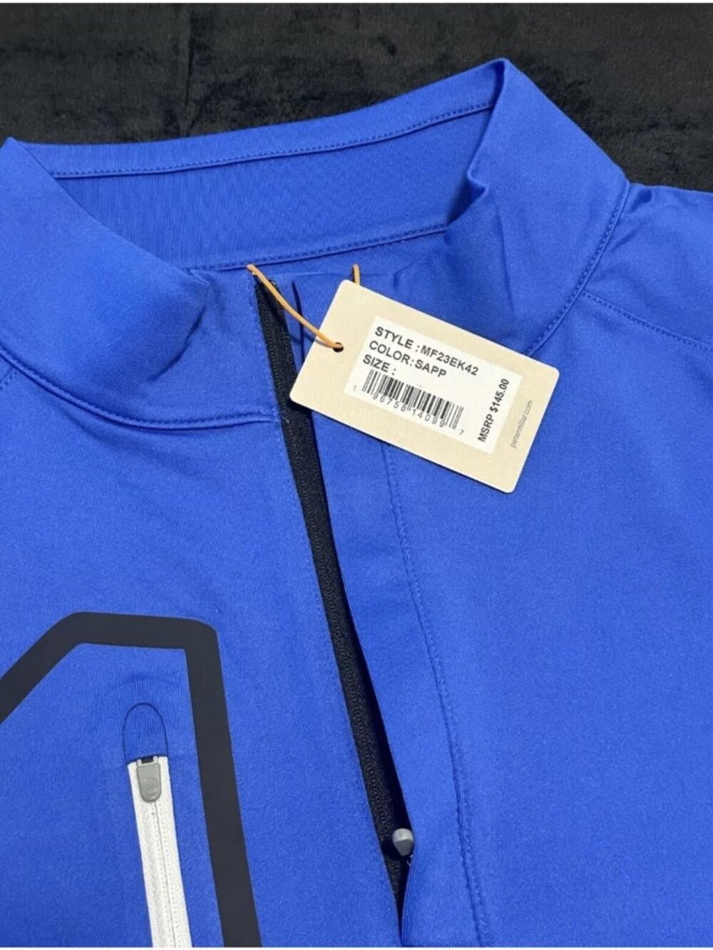 Peter Millar Sapphire Blue Forge Performance 1/4 Zip Pullover MF23EK42 Size S